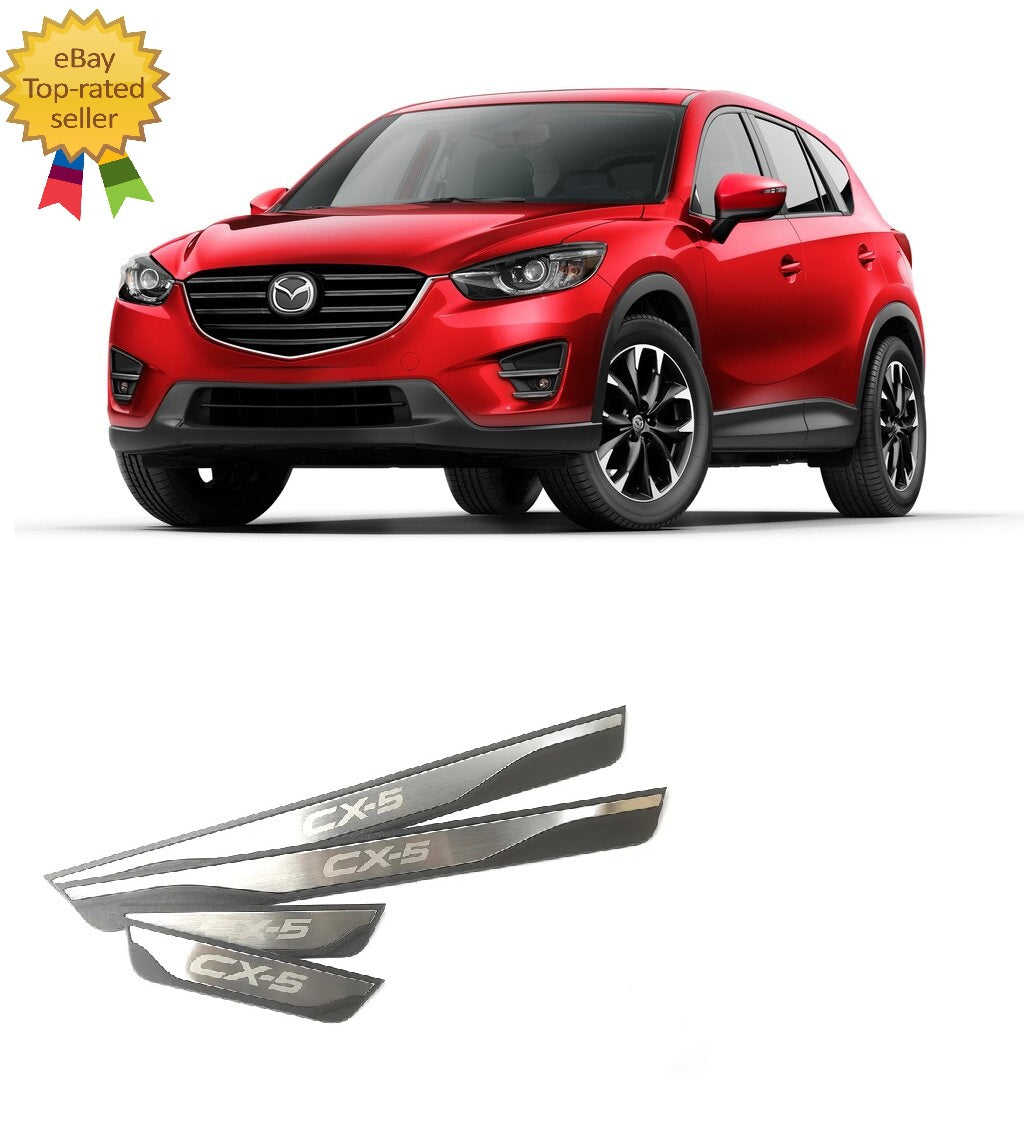 KIT 4 modanature battitacco pedane sottoporta in ABS acciaio per MAZDA CX-5 CX