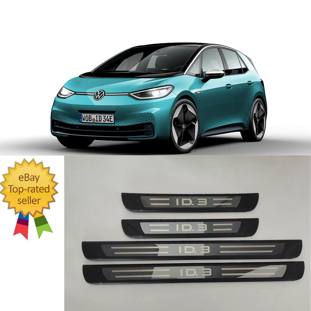 KIT 4 modanature battitacco pedane sottoporta in ABS acciaio Volkswagen VW ID 3