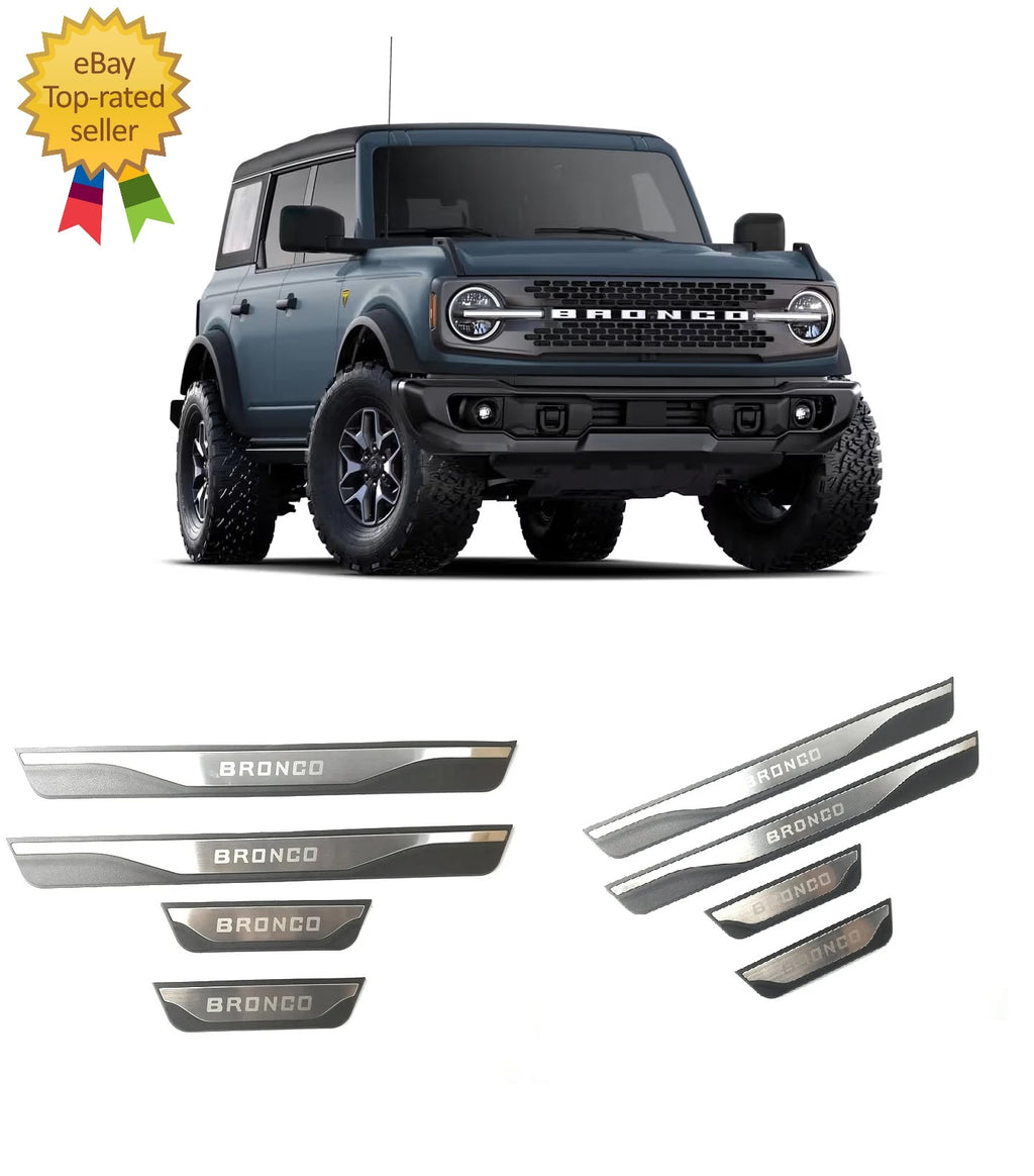 KIT 4 modanature battitacco pedane sottoporta in ABS acciaio per BRONCO 2021