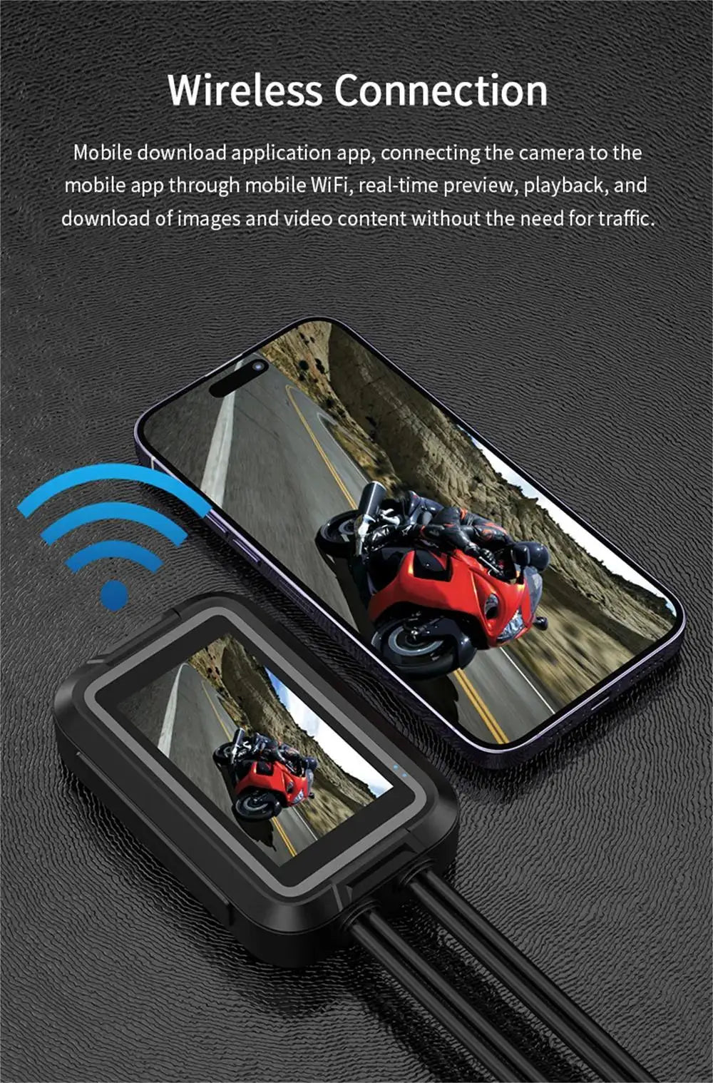 Dash Cam Dvr 2 Camere con Display Per Moto App Wifi Gps Dashcam Impermeabile 360