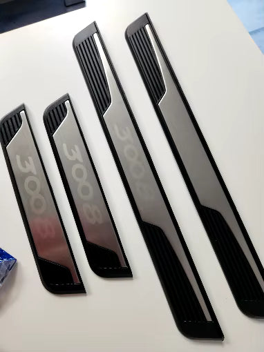 KIT 4 modanature battitacco pedane sottoporta in ABS acciaio per PEUGEOT 3008