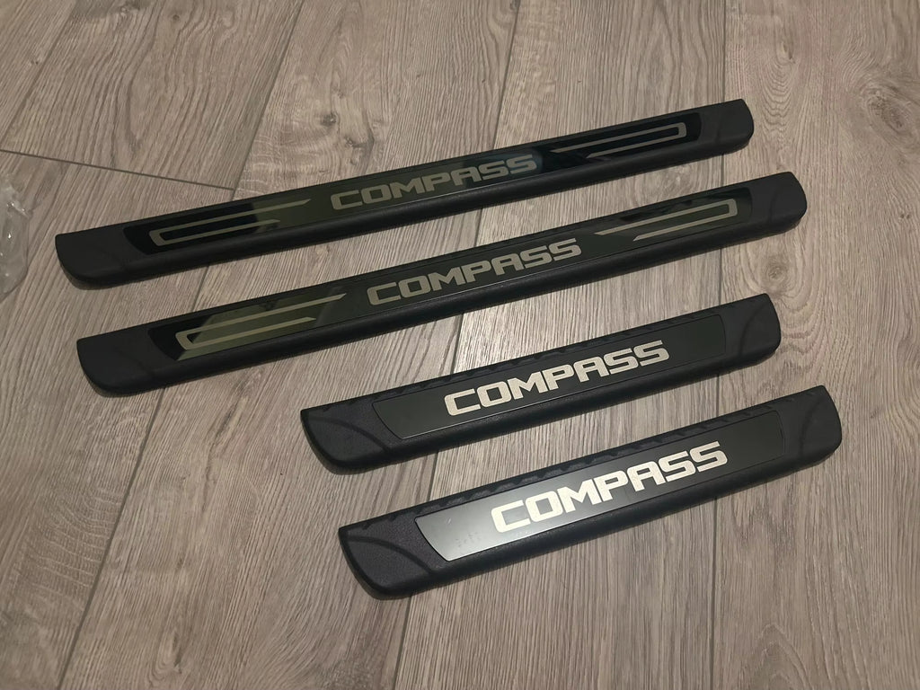 KIT 4 modanature battitacco pedane sottoporta in ABS acciaio per Jeep COMPASS