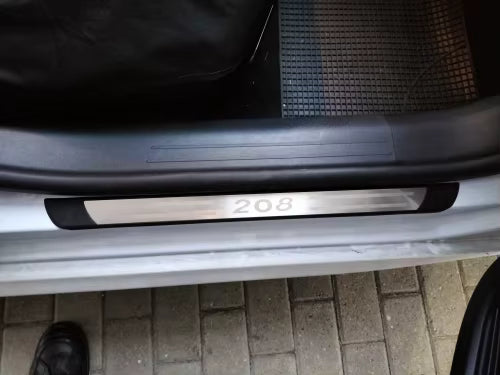 KIT 4 modanature battitacco pedane sottoporta in ABS acciaio per PEUGEOT 208