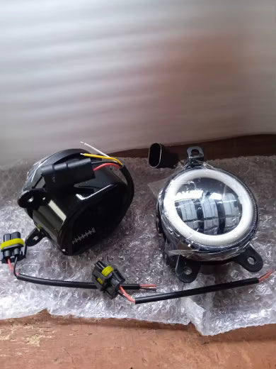 Coppia 2 Fendinebbia Led Angel Eye Per Tutte Le Auto A 3 Fori Di Fissaggio