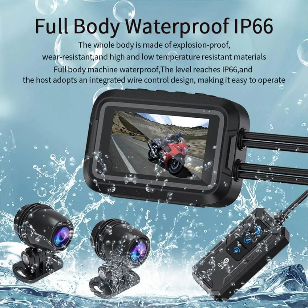 Dash Cam Dvr 2 Camere con Display Per Moto App Wifi Gps Dashcam Impermeabile 360