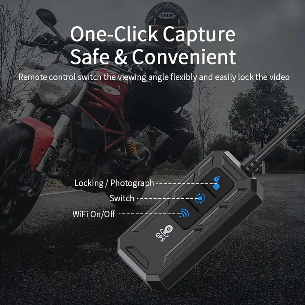Dash Cam Dvr 2 Camere con Display Per Moto App Wifi Gps Dashcam Impermeabile 360