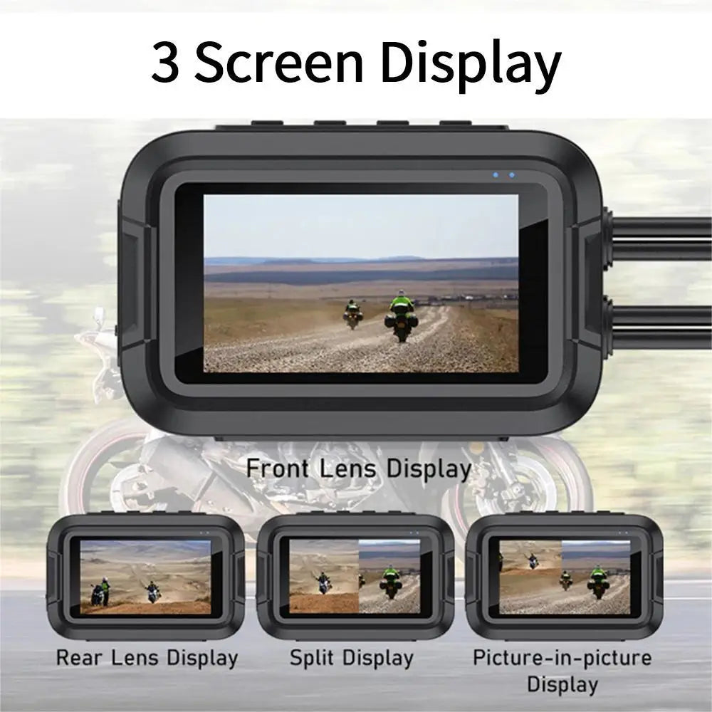 Dash Cam Dvr 2 Camere con Display Per Moto App Wifi Gps Dashcam Impermeabile 360