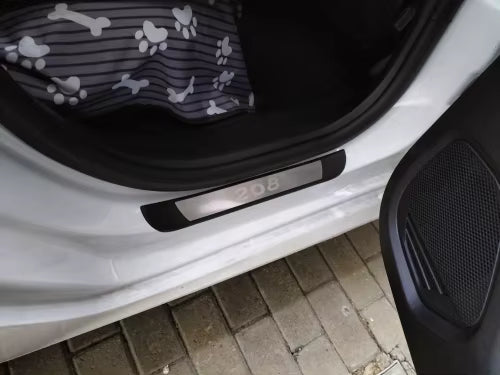 KIT 4 modanature battitacco pedane sottoporta in ABS acciaio per PEUGEOT 208