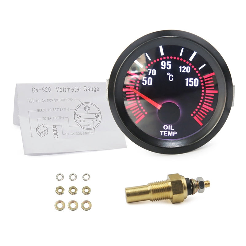 Manometro Temperatura Olio Completo Di Sensore E Kit Montaggio Da 52 Mm 12v