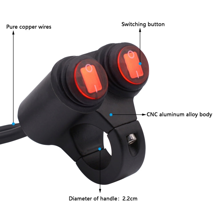 Doppio Interruttore Per Moto Su Manubrio O Telaio Da 22 Mm Per Indicatori Luminosi