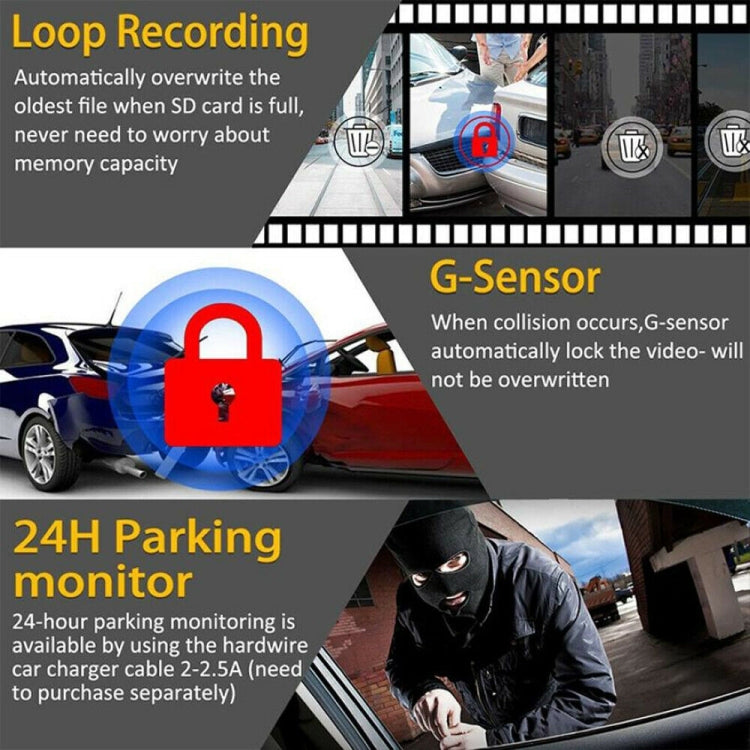 Dash Cam Dual Due Camera Dvr Auto A Infrarossi Visione Notturna Batteria Interna