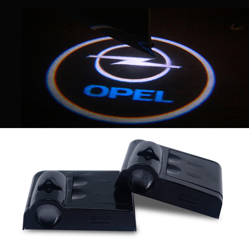 Led sottoporta sotto porta cortesia per tutte le auto con logo della propria auto a batterie e con sensore di apertura . Facili da montare