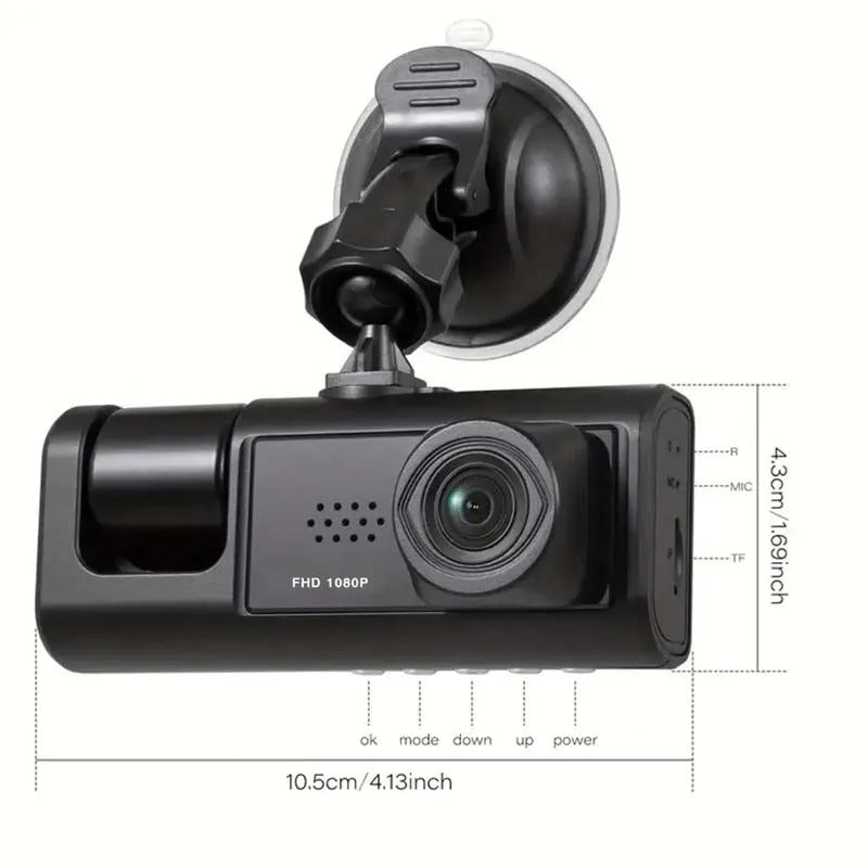 Dash Cam doppia fotocamera 1080P per auto, anteriore e interna, telecamera per auto con visione notturna IR, registrazione in loop, DVR per auto grandangolare