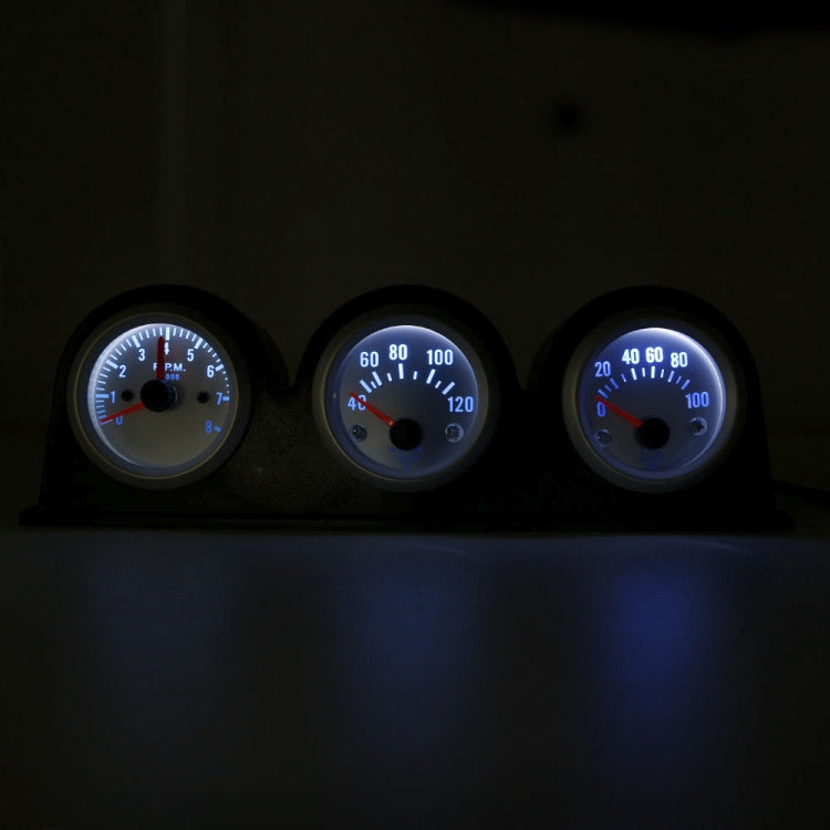 Kit 3 Indicatori Manometro Pressione Olio Contagiri Temperatura Led 52 Mm 12 V