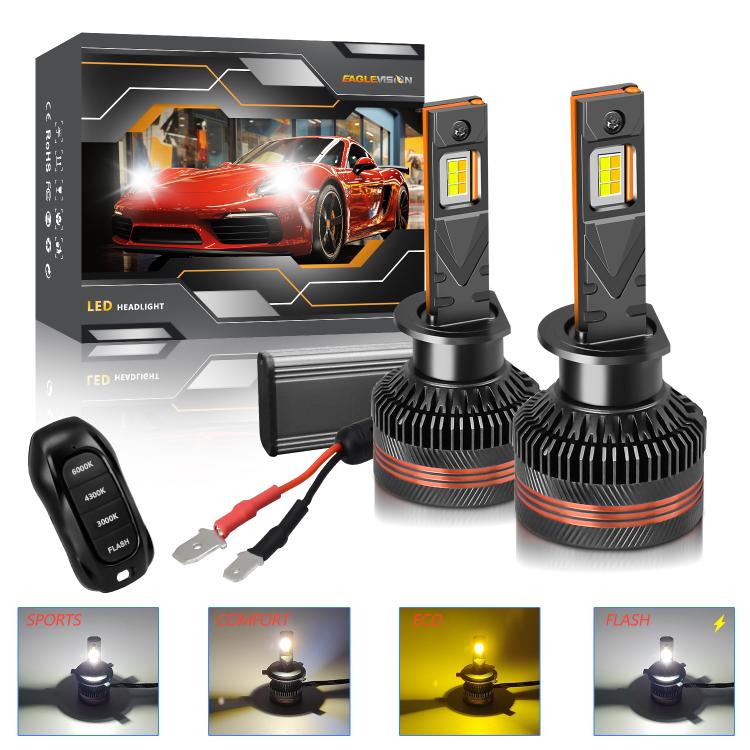Kit 2 Led H7 Lampadine Fari Lenticolari Auto Canbus Telecomando Tuning 18000 lumen 3000k 4300k 6000k e flash