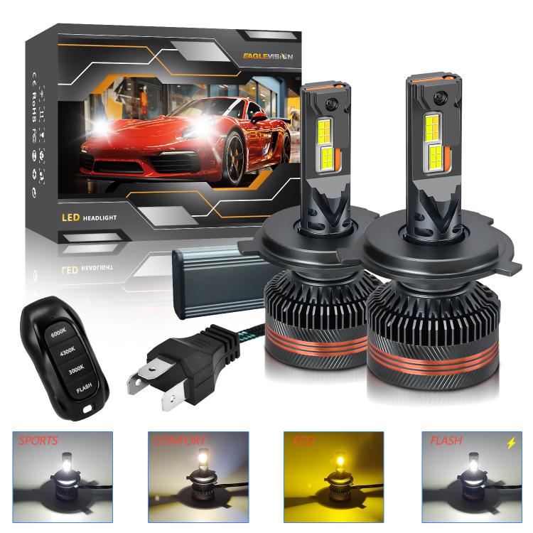 Kit 2 Led H7 Lampadine Fari Lenticolari Auto Canbus Telecomando Tuning 18000 lumen 3000k 4300k 6000k e flash