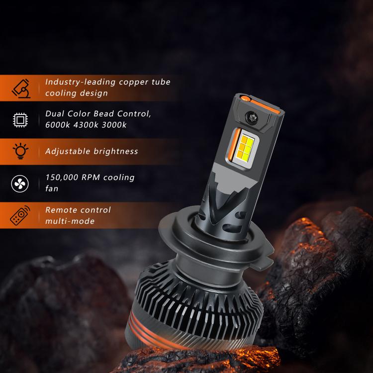 Kit 2 Led H7 Lampadine Fari Lenticolari Auto Canbus Telecomando Tuning 18000 lumen 3000k 4300k 6000k e flash