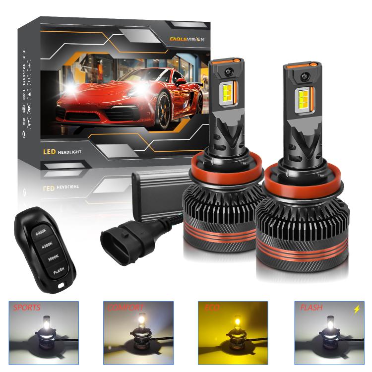 Kit 2 Led H7 Lampadine Fari Lenticolari Auto Canbus Telecomando Tuning 18000 lumen 3000k 4300k 6000k e flash