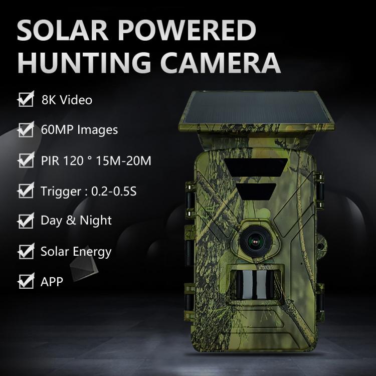 Fototrappola Solare Wifi Lcd Fotocamera Caccia App 8k 60 MP Impermeabile