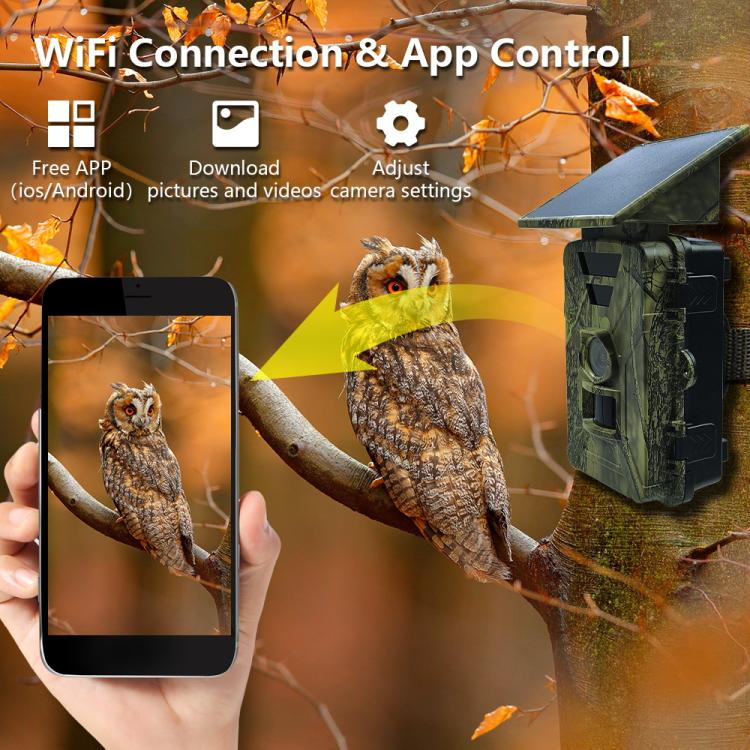 Fototrappola Solare Wifi Lcd Fotocamera Caccia App 8k 60 MP Impermeabile