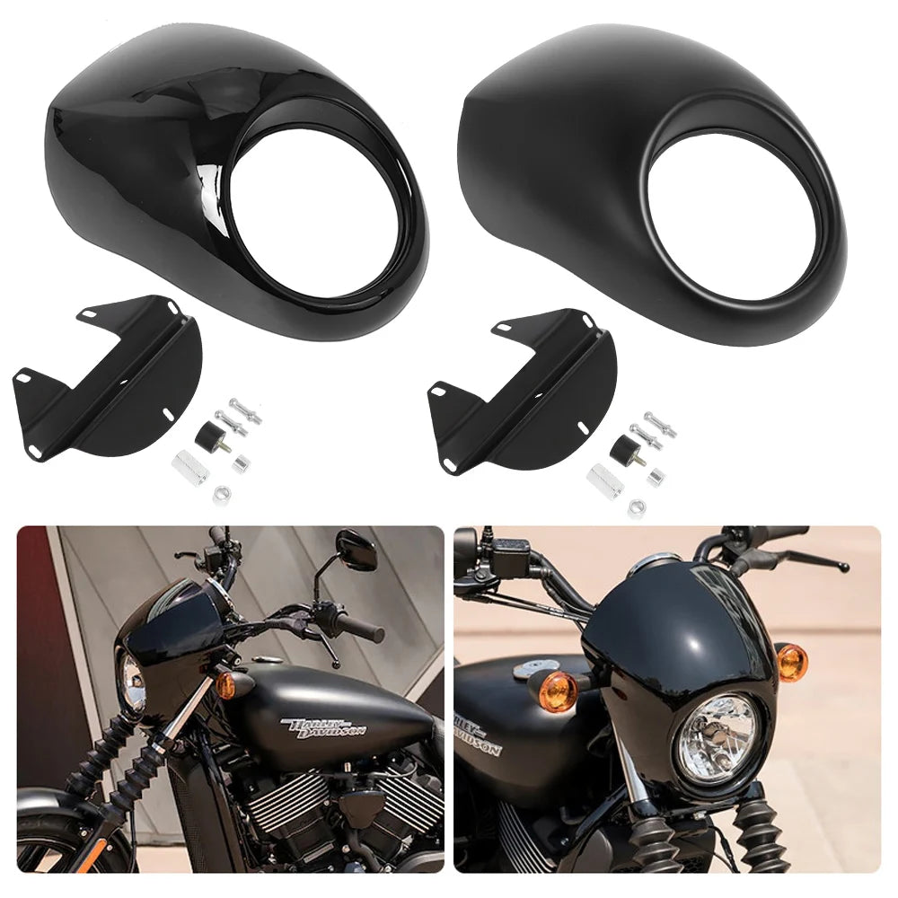 Cupolino Faro Harley Davidson 883 1200 Sportster Dyna Fx Xl Nero Black