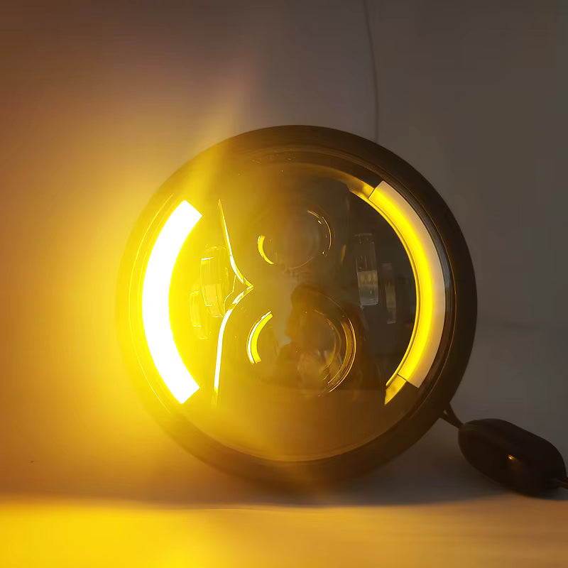 Faro tondo cafè Racer con frecce integrate a led per YAMAHA SUZUKI GUZZI BMW BUELL LED 190 MM 7,5 POLLICI