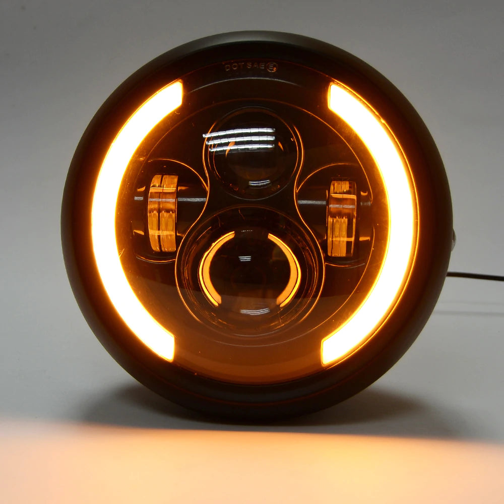 Faro Tondo Cafè Racer Per Yamaha Suzuki Guzzi Bmw Buell Led 190 Mm 7,5 Pollici