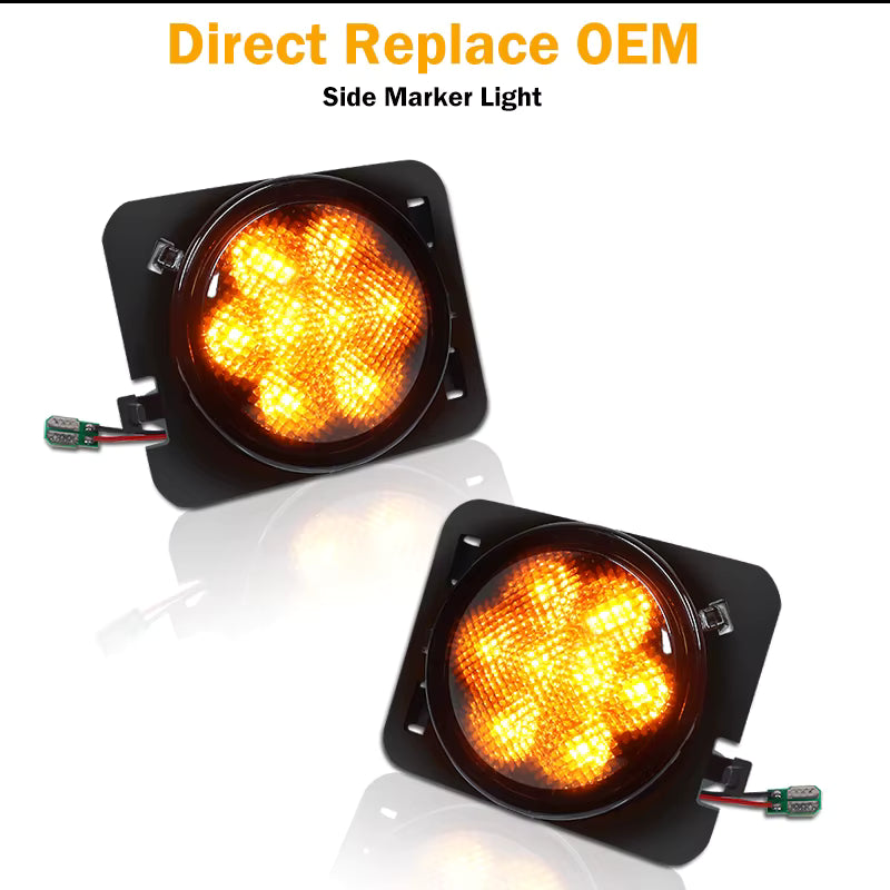 ✅ Coppia Frecce Led LATERALI Indicatore Lente Fume Per JEEP Wrangler JK ANGEL