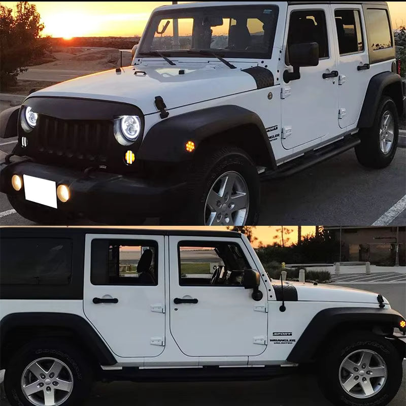 ✅ KIT 4 Frecce LED Indicatore DIREZIONE Lente Fume Per JEEP Wrangler JK ANGEL