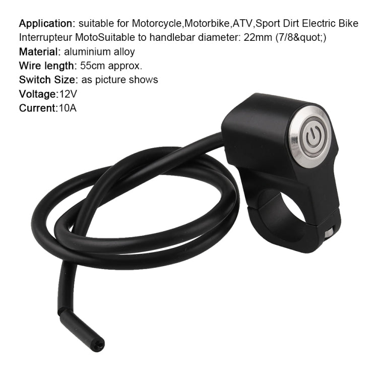 Interruttore Per Moto Su Manubrio O Telaio Da 22 Mm Per Indicatori Luminosi