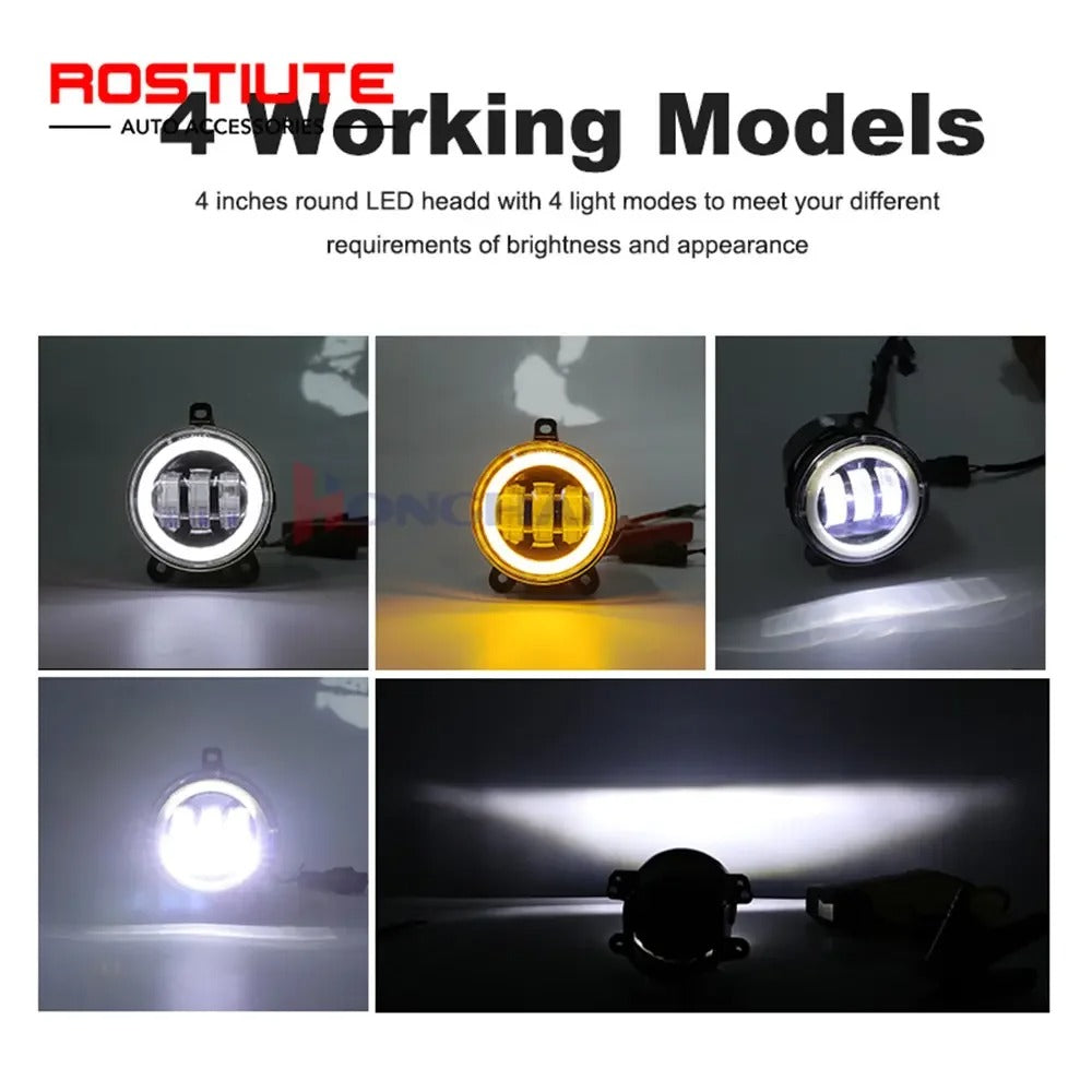 Coppia 2 Fendinebbia Led Angel Eye Per Tutte Le Auto A 3 Fori Di Fissaggio