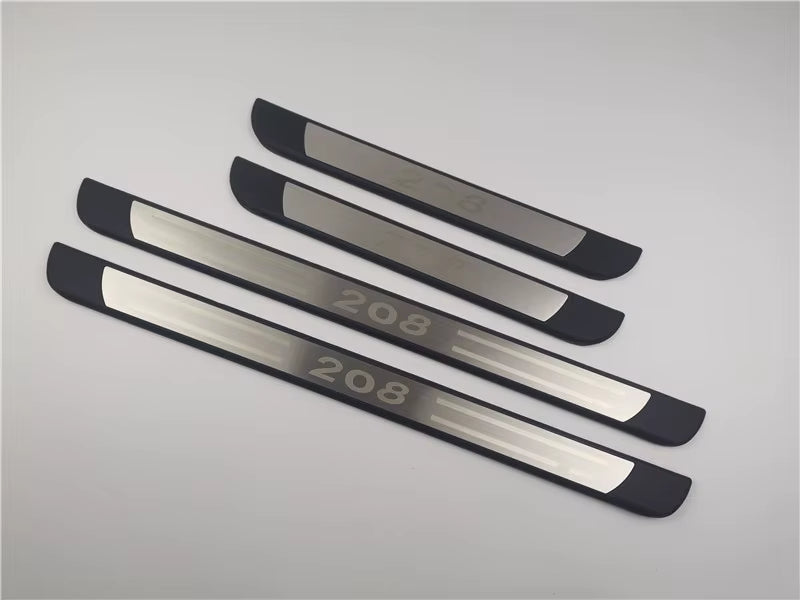 KIT 4 modanature battitacco pedane sottoporta in ABS acciaio per PEUGEOT 208