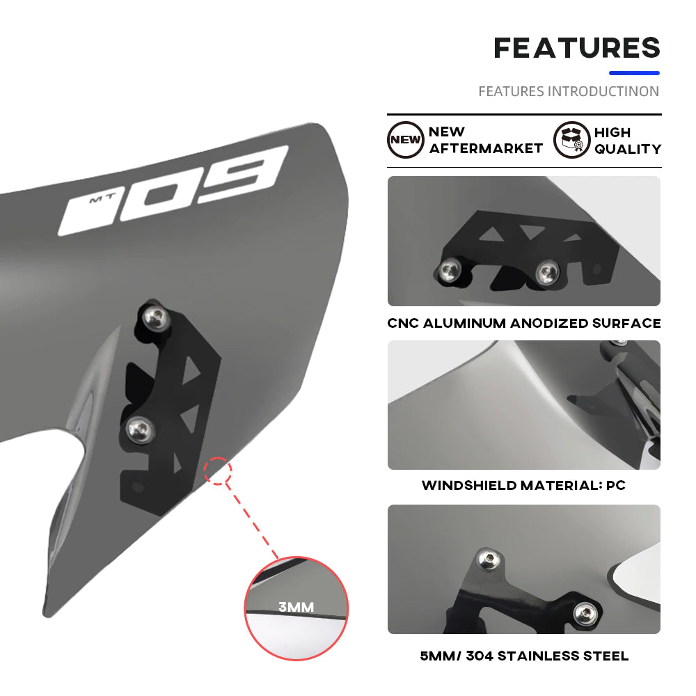 Cupolino Parabrezza Yamaha Mt09 Mt 09 Sp Con O Senza Logo 2017 2018 2019 2020