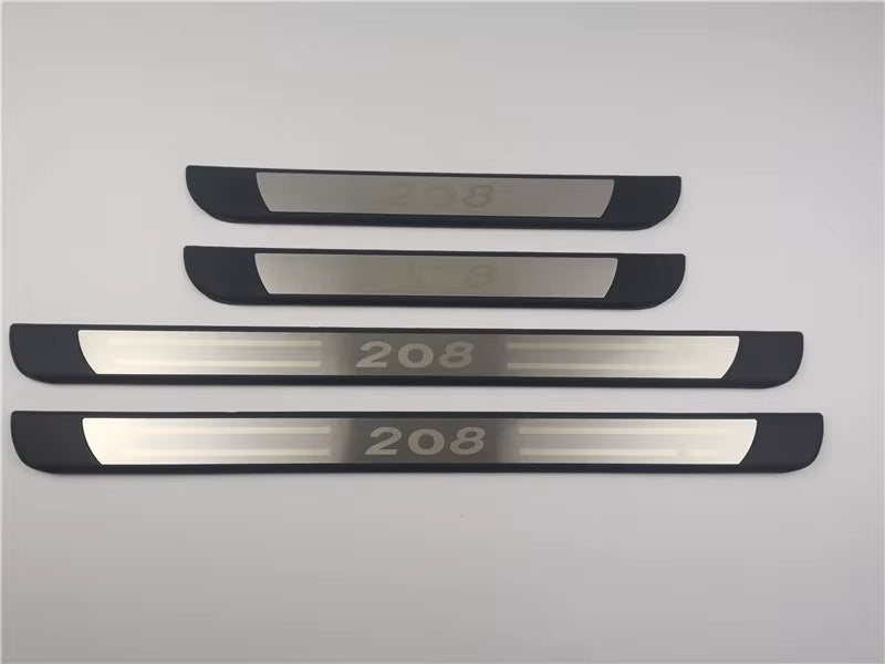 KIT 4 modanature battitacco pedane sottoporta in ABS acciaio per PEUGEOT 208