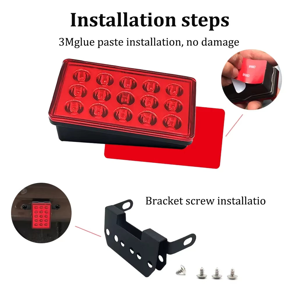 ✅✅ TERZO STOP LED LUCE PILOTA F1 STILE AUTO MOTO FLASH AUTOMATICO NERO ROSSO
