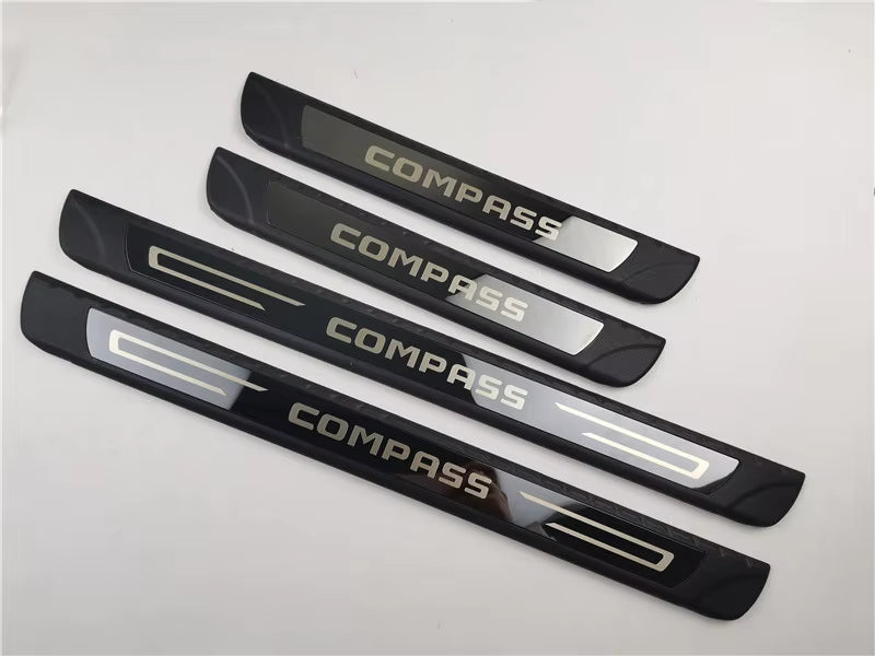 KIT 4 modanature battitacco pedane sottoporta in ABS acciaio per Jeep COMPASS