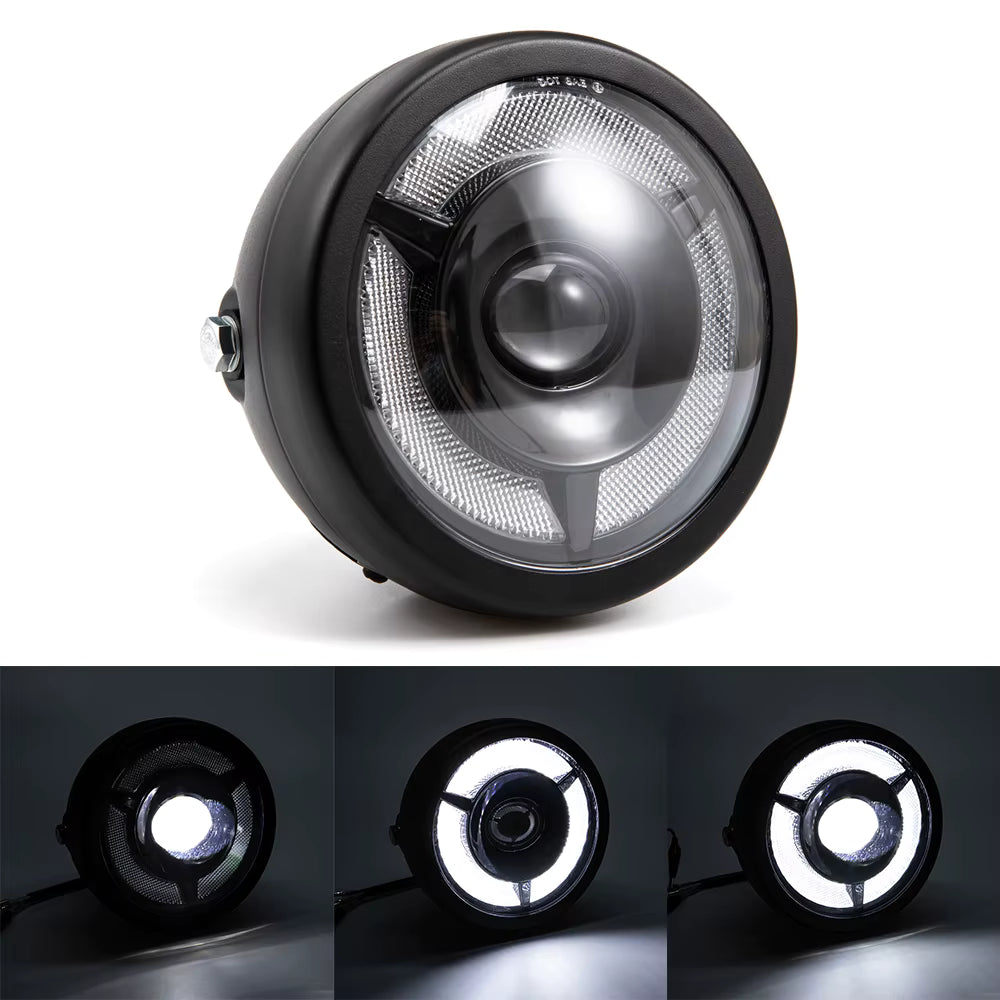 Faro Tondo Cafè Racer Moto Universale Led 165 Mm 6,5 Pollici Harley Yamaha