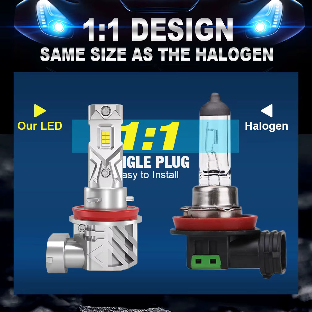 Coppia 2 Lampade Fendinebbia H11 Led Cree Cob Canbus Per Jeep Renegade 6000k