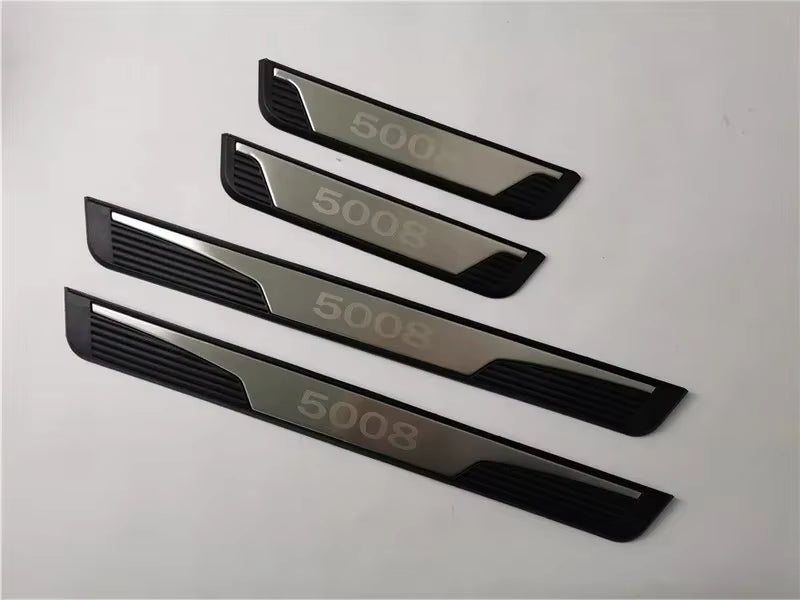 KIT 4 modanature battitacco pedane sottoporta in ABS acciaio per PEUGEOT 5008