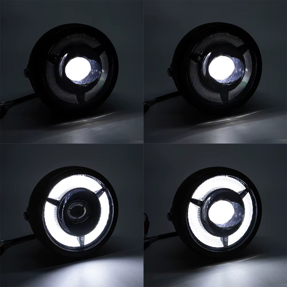 Faro Tondo Cafè Racer Moto Universale Led 165 Mm 6,5 Pollici Harley Yamaha