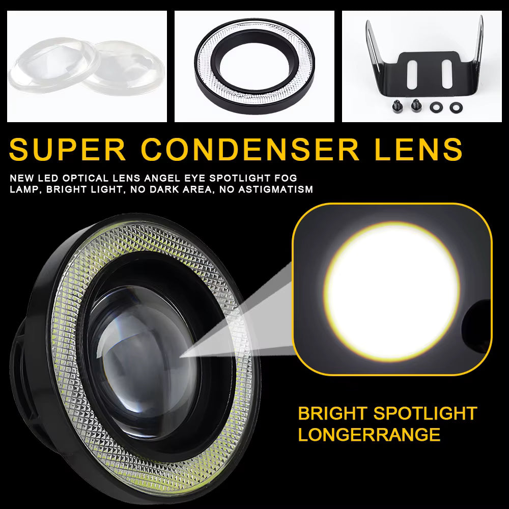 Coppia Faretti Fendinebbia Per Auto Angel Eyes Lampadina Auto Drl Diurne 30 W