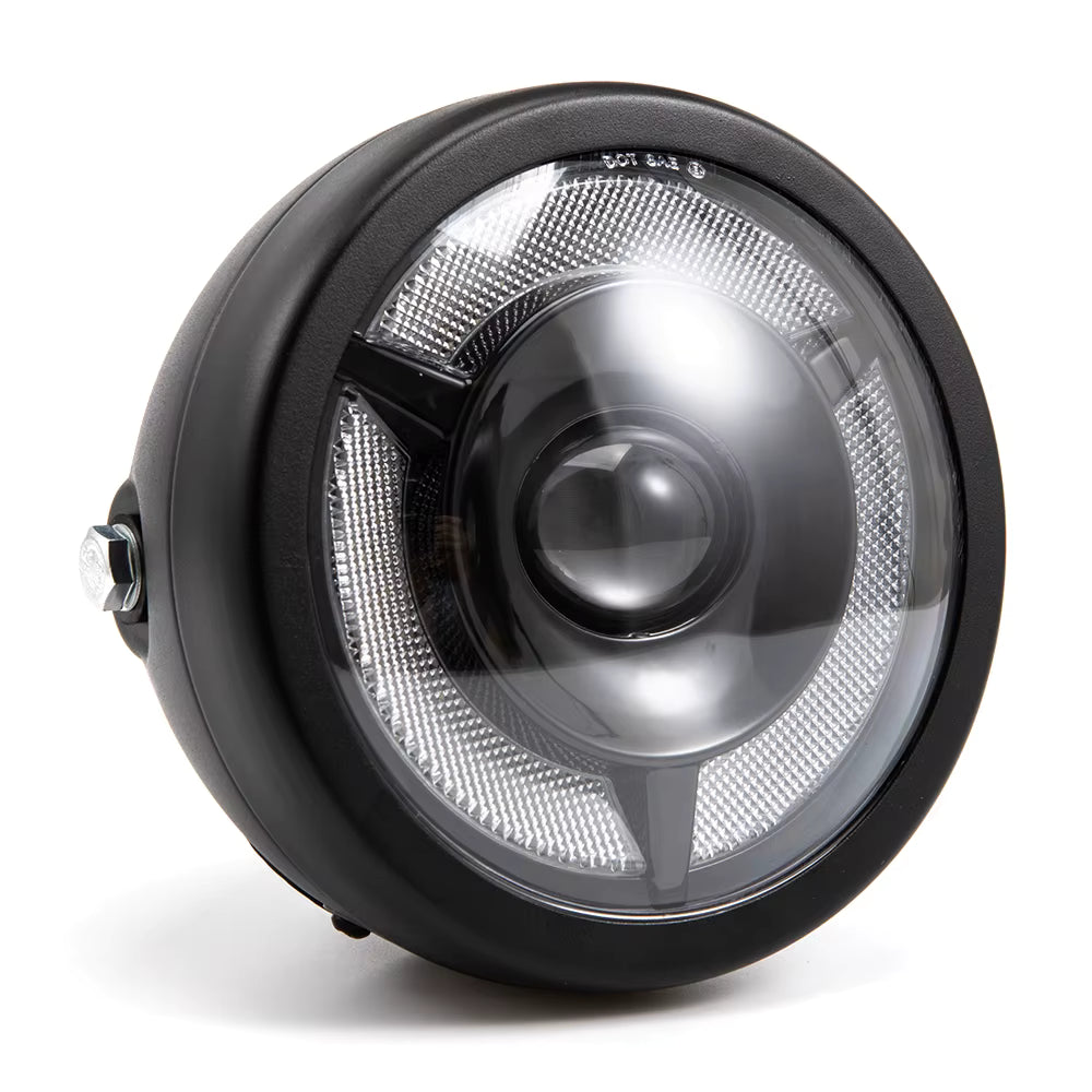 Faro Tondo Cafè Racer Moto Universale Led 165 Mm 6,5 Pollici Harley Yamaha