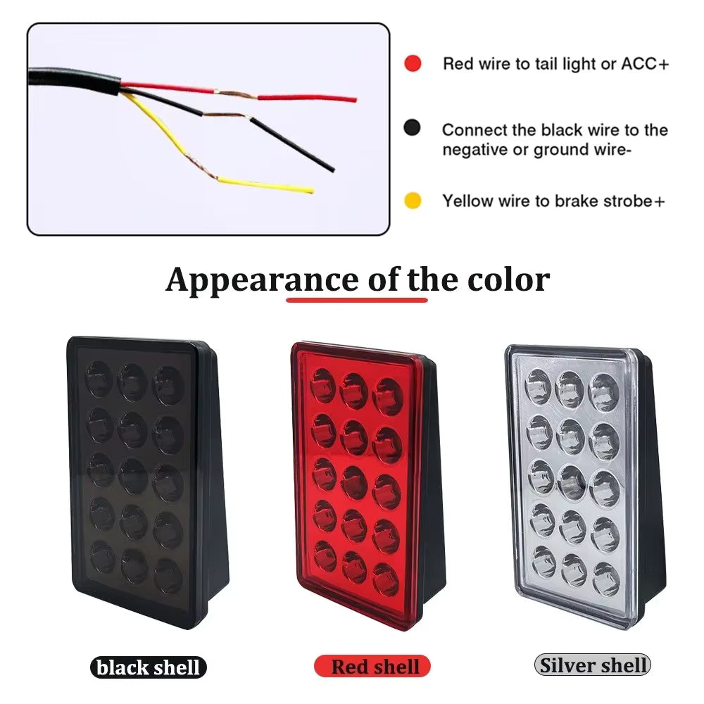 ✅✅ TERZO STOP LED LUCE PILOTA F1 STILE AUTO MOTO FLASH AUTOMATICO NERO ROSSO