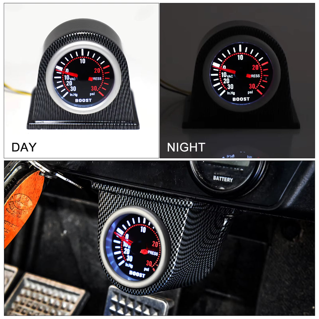 Manometro Pressione Turbo Turbina 3 Bar E Kit Montaggio Led Da 52 Mm 12v