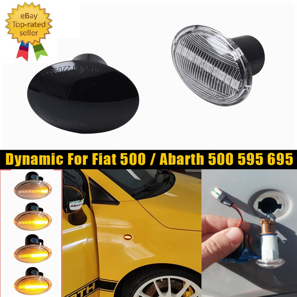 Coppia Frecce Laterali Progressive A Led Per Abarth Fiat 500 595 500c