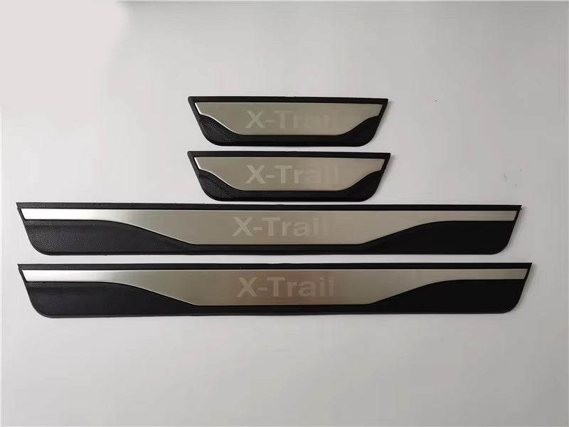 KIT 4 modanature battitacco pedane sottoporta in ABS acciaio per NISSAN X TRAIL