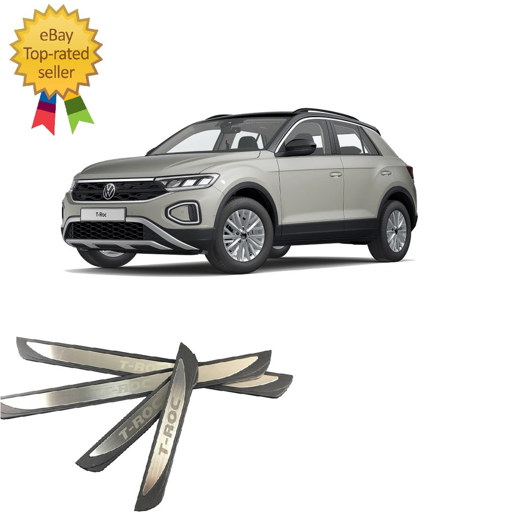 KIT 4 modanature battitacco pedane sottoporta in ABS acciaio Volkswagen VW T ROC