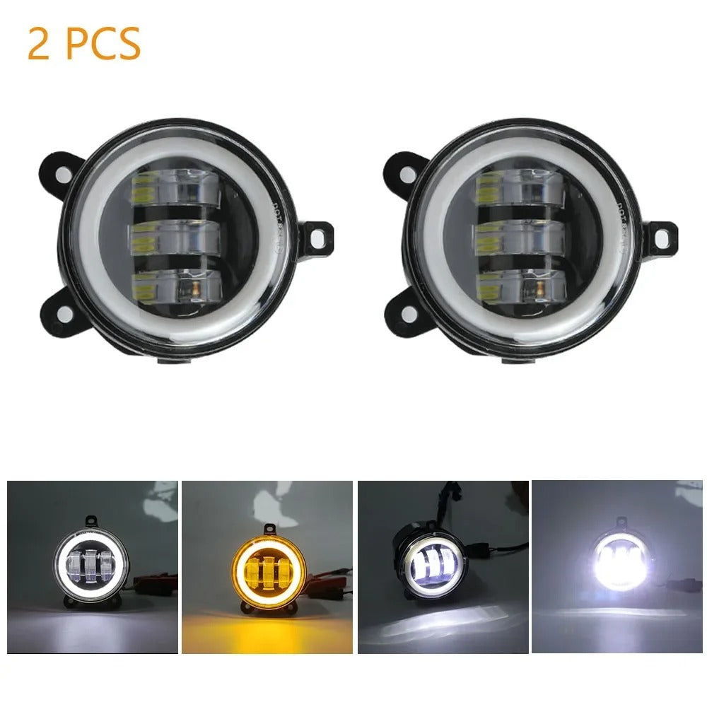 Coppia 2 Fendinebbia Led Angel Eye Per Tutte Le Auto A 3 Fori Di Fissaggio