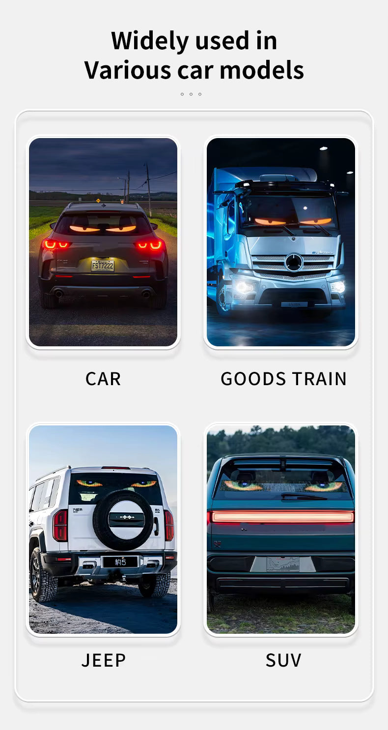 2 Pannelli Led 60 Cm Occhi Devil Parabbrezza Telecomando Tir Camion Auto Suv