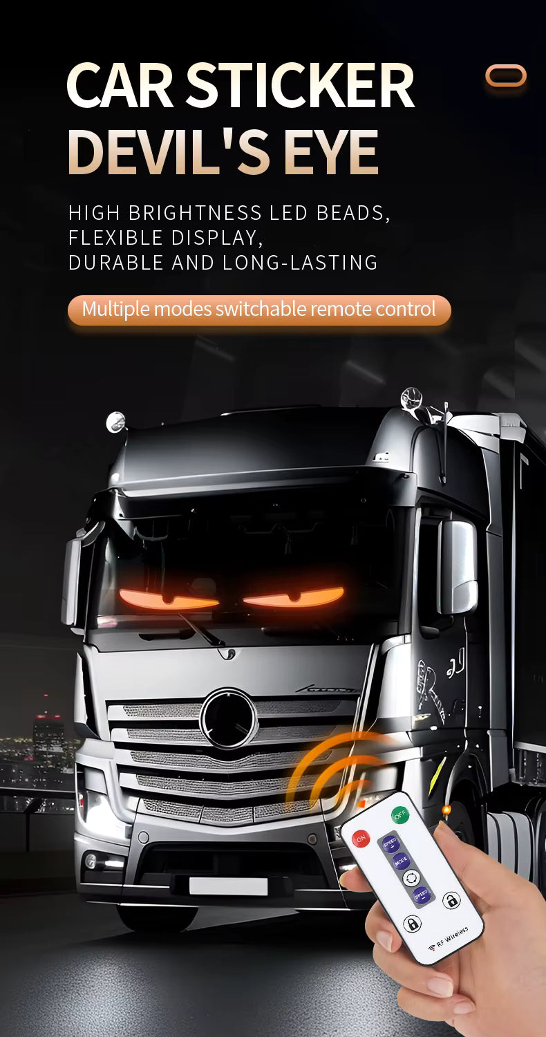 2 Pannelli Led 60 Cm Occhi Devil Parabbrezza Telecomando Tir Camion Auto Suv